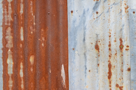 Old rusty corrugated iron wallの写真素材
