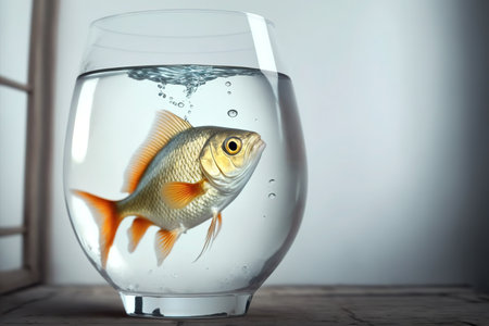 Goldfish in the aquarium. A lonely fish.の写真素材