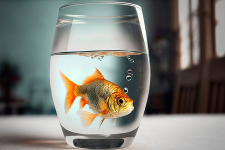 Goldfish in the aquarium. A lonely fish.の写真素材