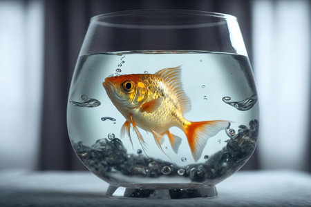 Goldfish in the aquarium. A lonely fish.の写真素材