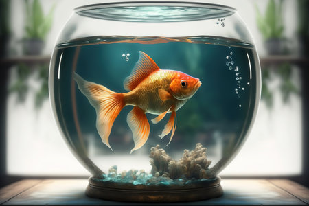 Goldfish in the aquarium. A lonely fish.の写真素材