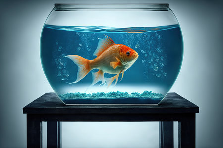 Goldfish in the aquarium. A lonely fish.の写真素材