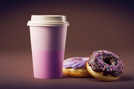 Coffee and donuts. Delicious breakfast, Americano and sweets.の写真素材