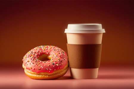 Coffee and donuts. Delicious breakfast, Americano and sweets.の写真素材