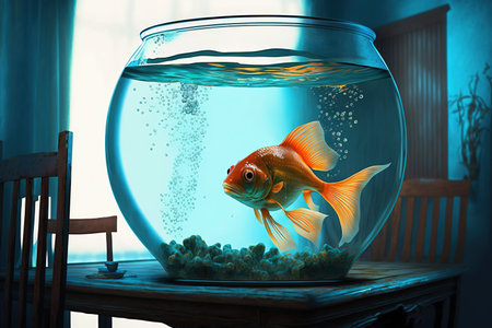 Goldfish in the aquarium. A lonely fish.の写真素材