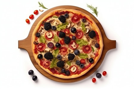 Pizza view. White background isolated. high quality photoの写真素材