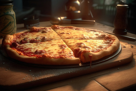 Delicious hot pizza. Pizza on a plate. high quality photoの写真素材