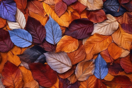 Tree leaves are multicolored filled background. The texture of a tree leaf. high quality photo