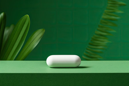 Pharmaceutical medicine pills, tablets and capsules. top view. flat lay. copyspace. medicine concepts. Minimalist abstract concept.の素材