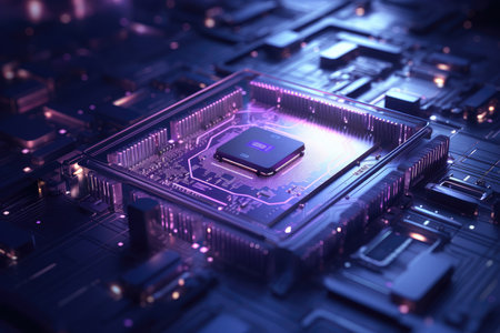Electronic circuit board close up. microchip computer. high quality photo