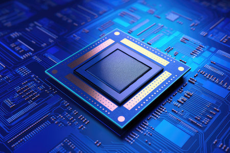 Electronic circuit board close up. microchip computer. high quality photo