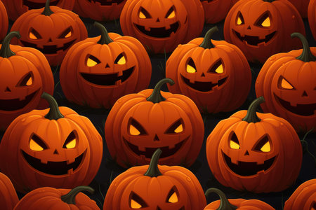 Cartoon drawing funny pumpkin jack head. Halloween holiday orange and black. High quality photoの写真素材