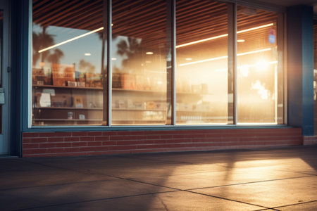 An empty shop window. An abandoned store. High quality photoの写真素材