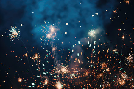 fireworks beautiful abstract background, holiday merry christmas new year 2024. High quality photo