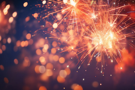 fireworks beautiful abstract background, holiday merry christmas new year 2024. High quality photo
