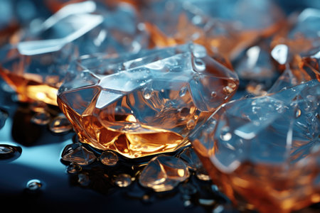 Pieces of ice close-up, melting ice water temperature below zero degrees. High quality photo