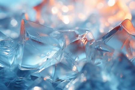 Pieces of ice close-up, melting ice water temperature below zero degrees. High quality photo