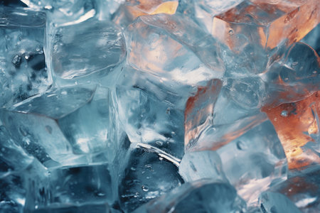 Pieces of ice close-up, melting ice water temperature below zero degrees. High quality photoの写真素材