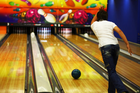 The guy is bowling. Rear view. High quality photoの写真素材