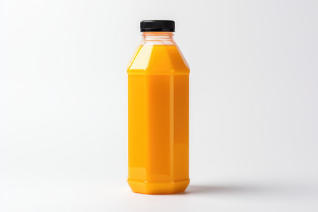 Plastic bottle of fresh apple juice isolated on white background. High quality photoの写真素材
