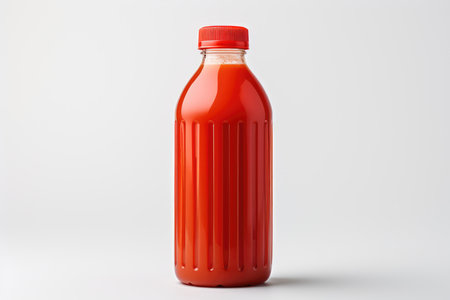 Bottle of fresh red tomato juice on a white background isolated. High quality photoの写真素材