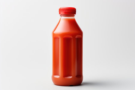 Bottle of fresh red tomato juice on a white background isolated. High quality photoの写真素材