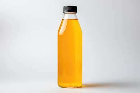 Plastic bottle of fresh apple juice isolated on white background. High quality photoの写真素材