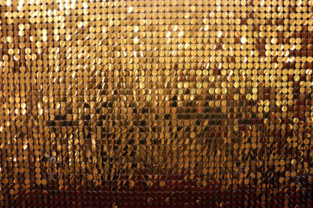 Shiny gold background made of circles. Backdrop rich luxury photo shoot. VIPの写真素材