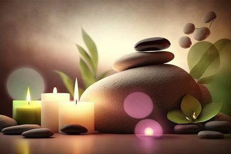 Spa items, massage, relaxation and relaxation. Stones, oils and candles. High quality photoの素材