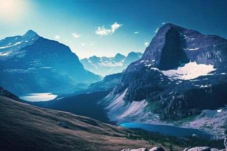 Beautiful mountains. Wildlife, Alps, sky. Mountain river.の写真素材