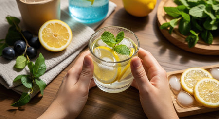 Detox Ritual with Lemon Water and Mintの素材