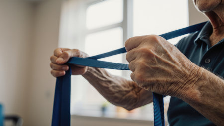 Realistic wellness moment focused on joint mobility and muscle careの素材