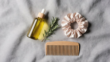 Minimalist arrangement of science-backed hair wellness toolsの素材