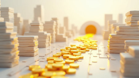 Metaphorical flow of earnings converging into wealth accumulationの素材