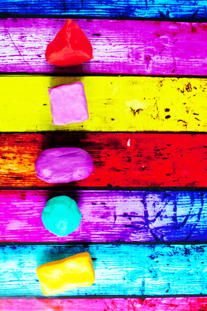 geometric shapes from plasticine on the bright background