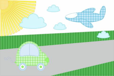 applique machine and airplaneの写真素材