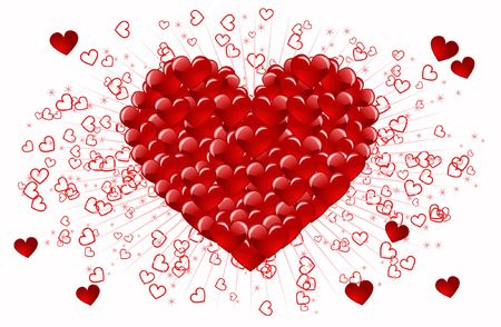 Red heart abstraction in valentine day, romance decoratively patternの写真素材