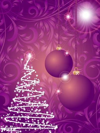 Christmas ball and tree on flower decorative abstraction backgroundのイラスト素材