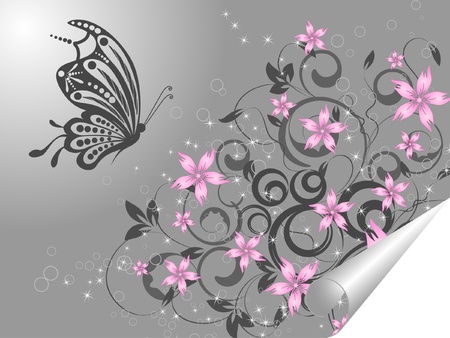 floral creative decorative abstract background with buttrflyのイラスト素材
