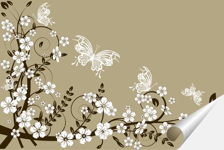 floral creative decorative abstract background with buttrflyのイラスト素材