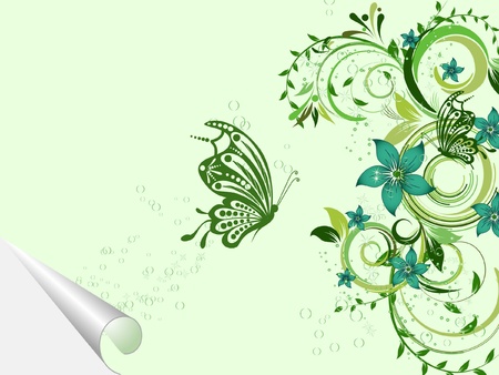 floral creative decorative abstract background with butterflyのイラスト素材