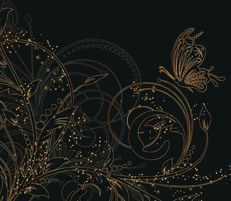 floral creative decorative abstract background with buttrflyのイラスト素材