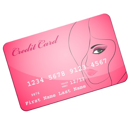 credit card wiht silhouette of pretty attractive girlのイラスト素材