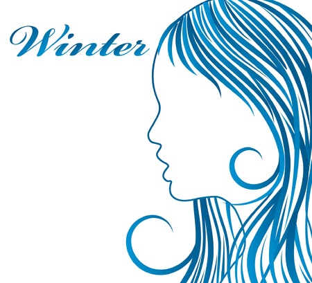 silhouette of pretty winter attractive girlのイラスト素材