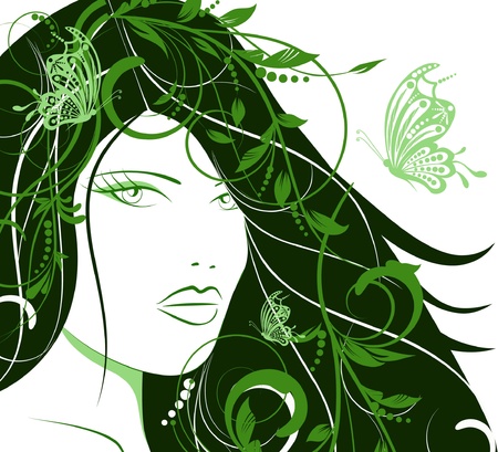 silhouette of pretty attractive spring girlのイラスト素材