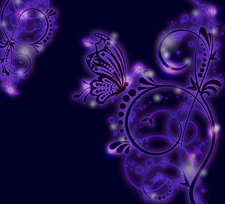floral creative decorative abstract background with butterflyのイラスト素材