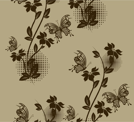 seamless floral creative decorative abstract background with butterflyのイラスト素材