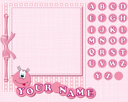 pink scrapbook with alphabet for girlのイラスト素材