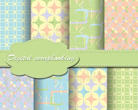 set of flower vector paper for scrapbookのイラスト素材