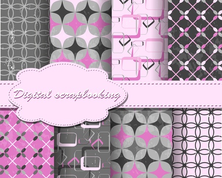 set of flower vector paper for scrapbookのイラスト素材